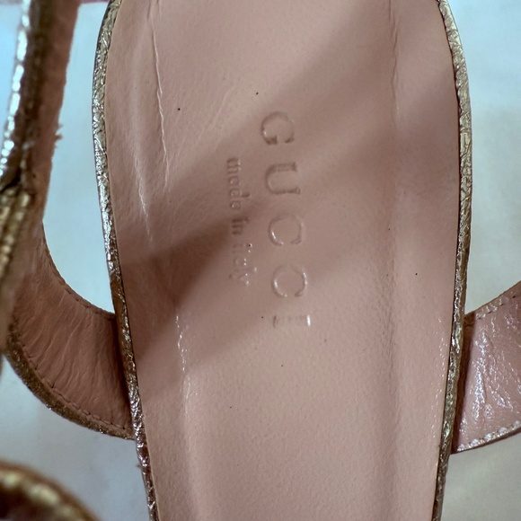 Gucci Marmont Gold Metallic Leather Sandals Size 38 (US 7.5-8) - Picture 7 of 8